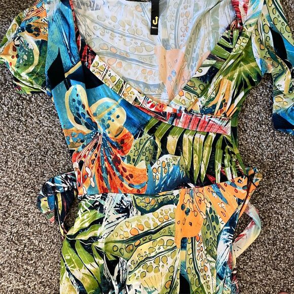 Women's Tropical Print Wrap Dress Size M Multicolor Long - Picture 1 of 4